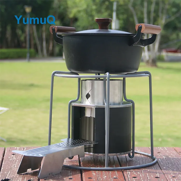 YumuQ 34cm Stainless Steel Portable Foldable Wood Burning Camping Stove For Outdoor Home Hiking Picnic