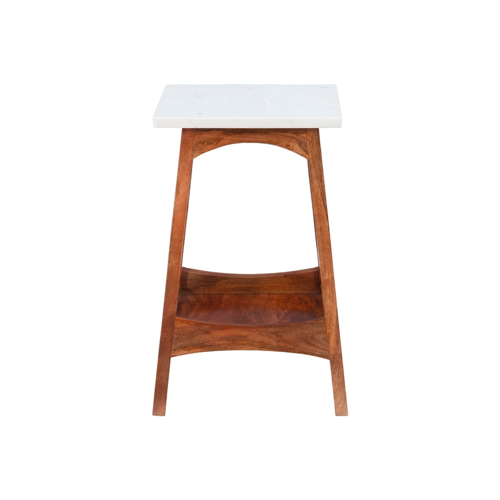 Perley Marble and Wood Side Table