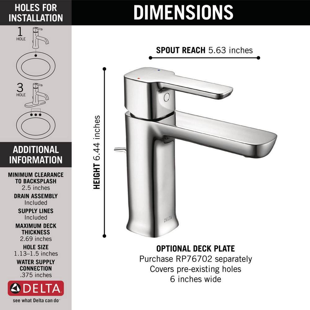 Delta Modern Project Pack Single Hole Single-Handle Bathroom Faucet in Chrome 581LF-PP