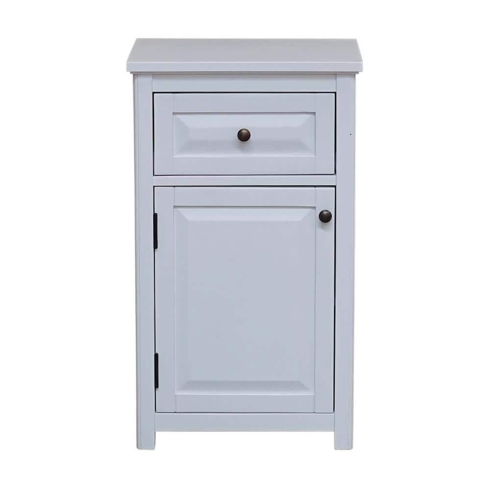 Alaterre Furniture Dorset Bathroom 17 in W Freestanding Storage Tower with Open Upper Shelves Lower Cabinet and Drawer in White