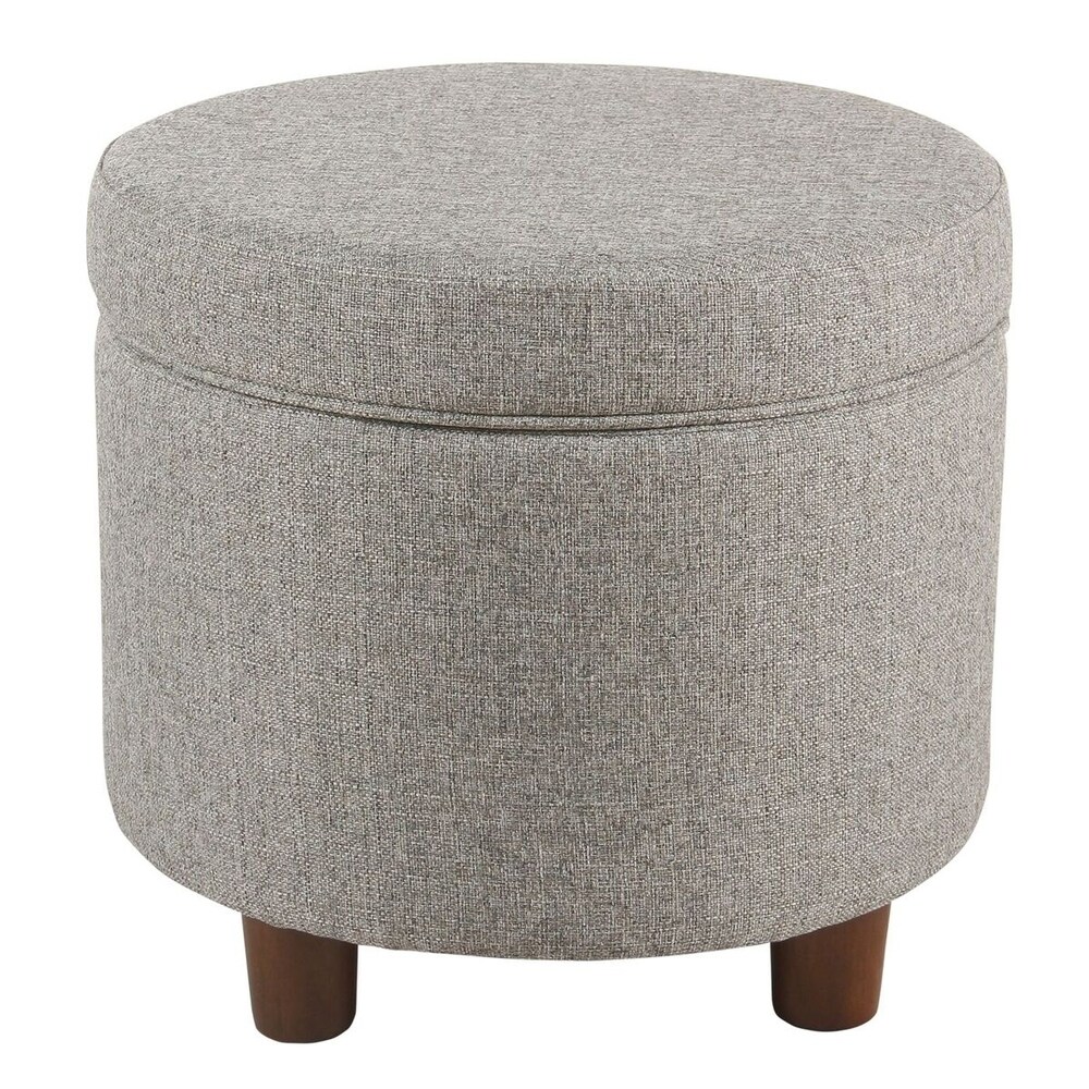 Porch   Den Parkchester Light Gray Tweed Round Storage Ottoman