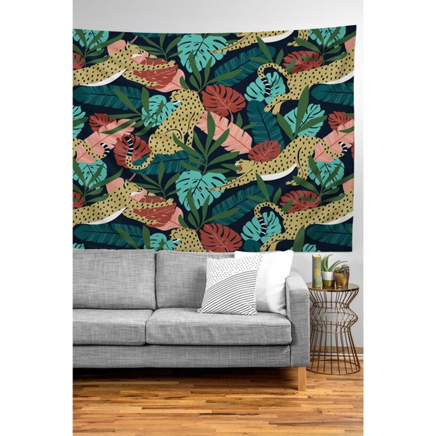 Heather Dutton Spotted Jungle Cheetahs Midnight Tapestry Society6