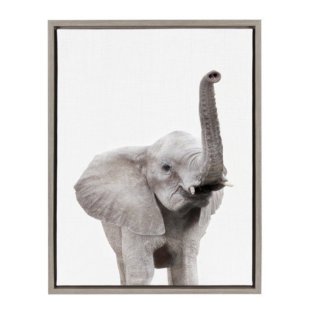 X 24 quot Sylvie Young Elephant Framed Canvas By Amy Peterson Gray Kate And Laurel