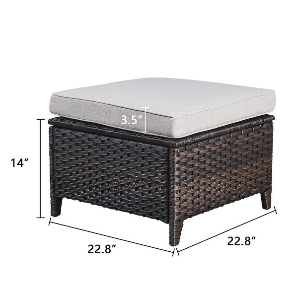 2 Piece Outdoor Ottoman Wicker Patio Ottomans