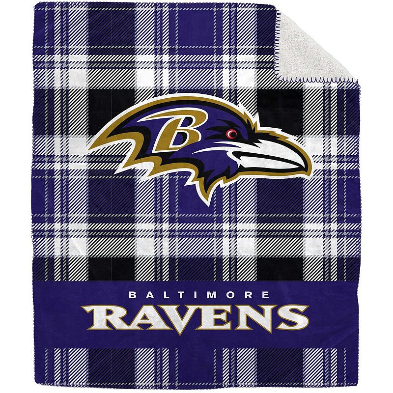 Pegasus Baltimore Ravens 50 x 60 Plaid Flannel Sherpa Plush Blanket