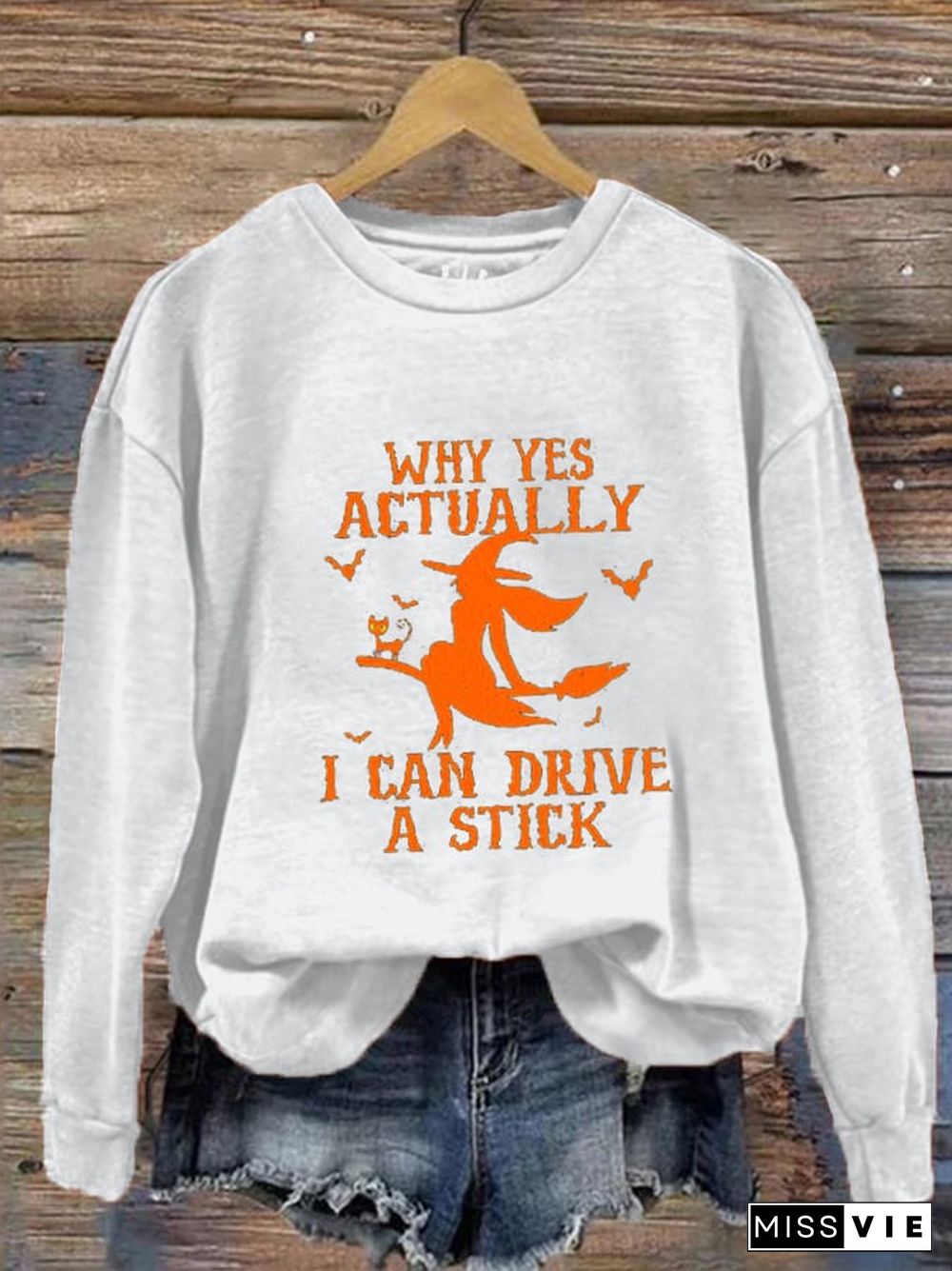 Women's Halloween Why Yes Actually I Can Drive A Stick Prnted Sweatshirt