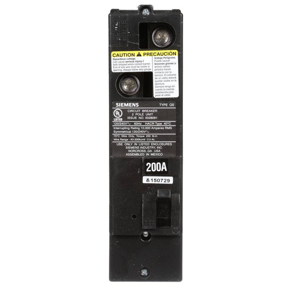 Siemens 200 Amp Double-Pole 10kA Type QS Multi-Family Main Breaker QS2200