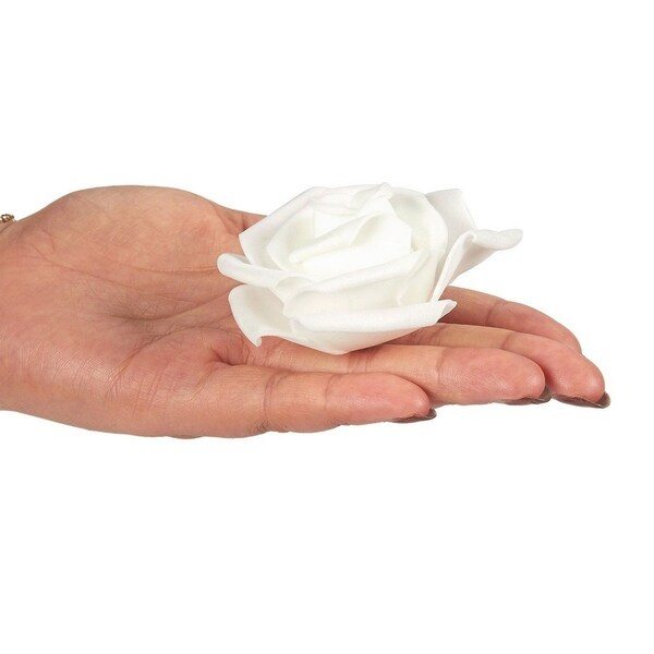 100Pack White Rose Artificial Flower Heads for Wedding Party Home Decorations