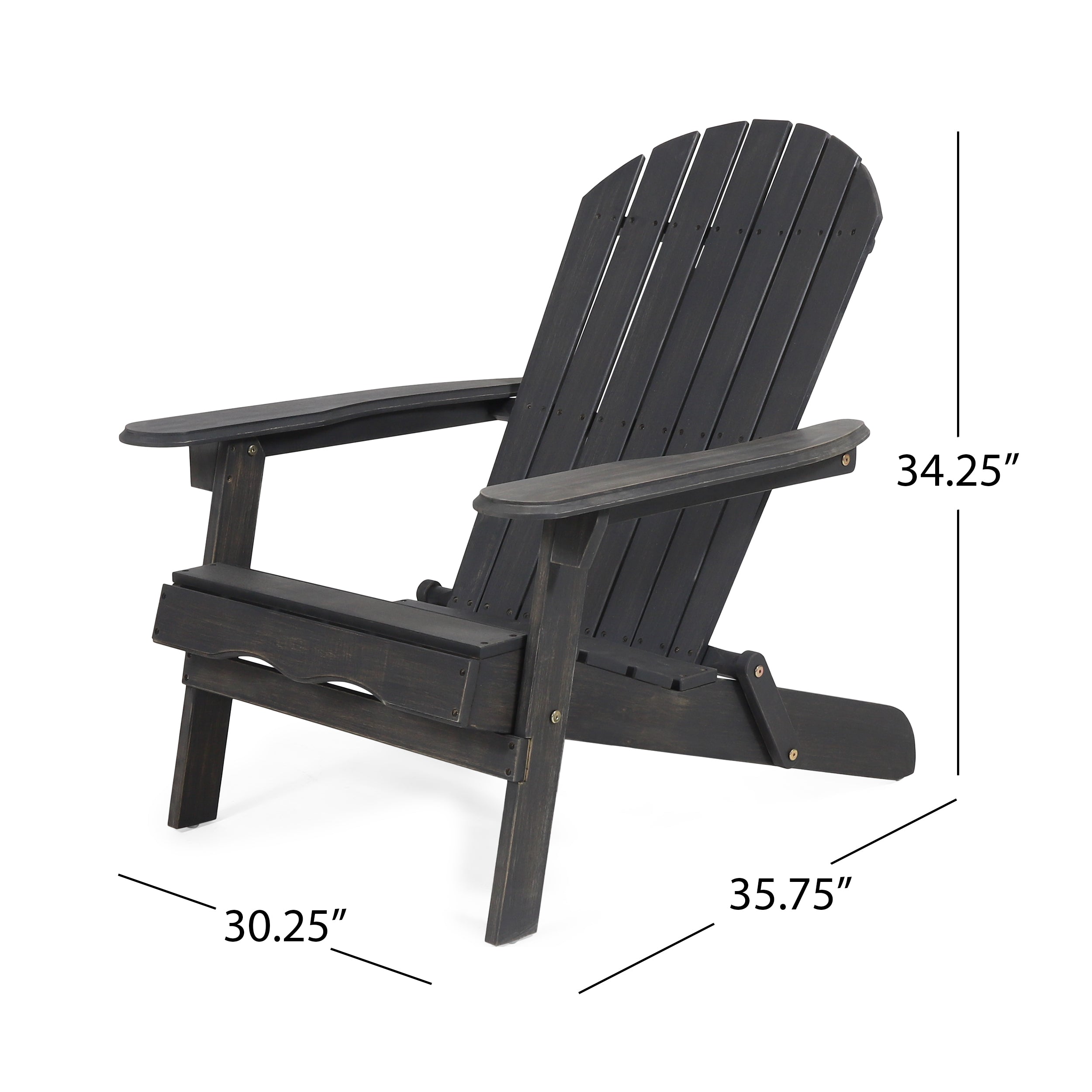 Nelie Outdoor Acacia Wood Folding Adirondack Chairs with Cushions