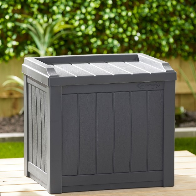 Suncast Ss601 22 Gallon Outdoor Patio Small Deck Box W Storage Seat