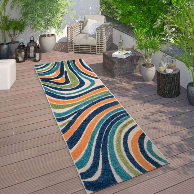 World Rug Gallery Modern Waves Indoor outdoor Area Rug