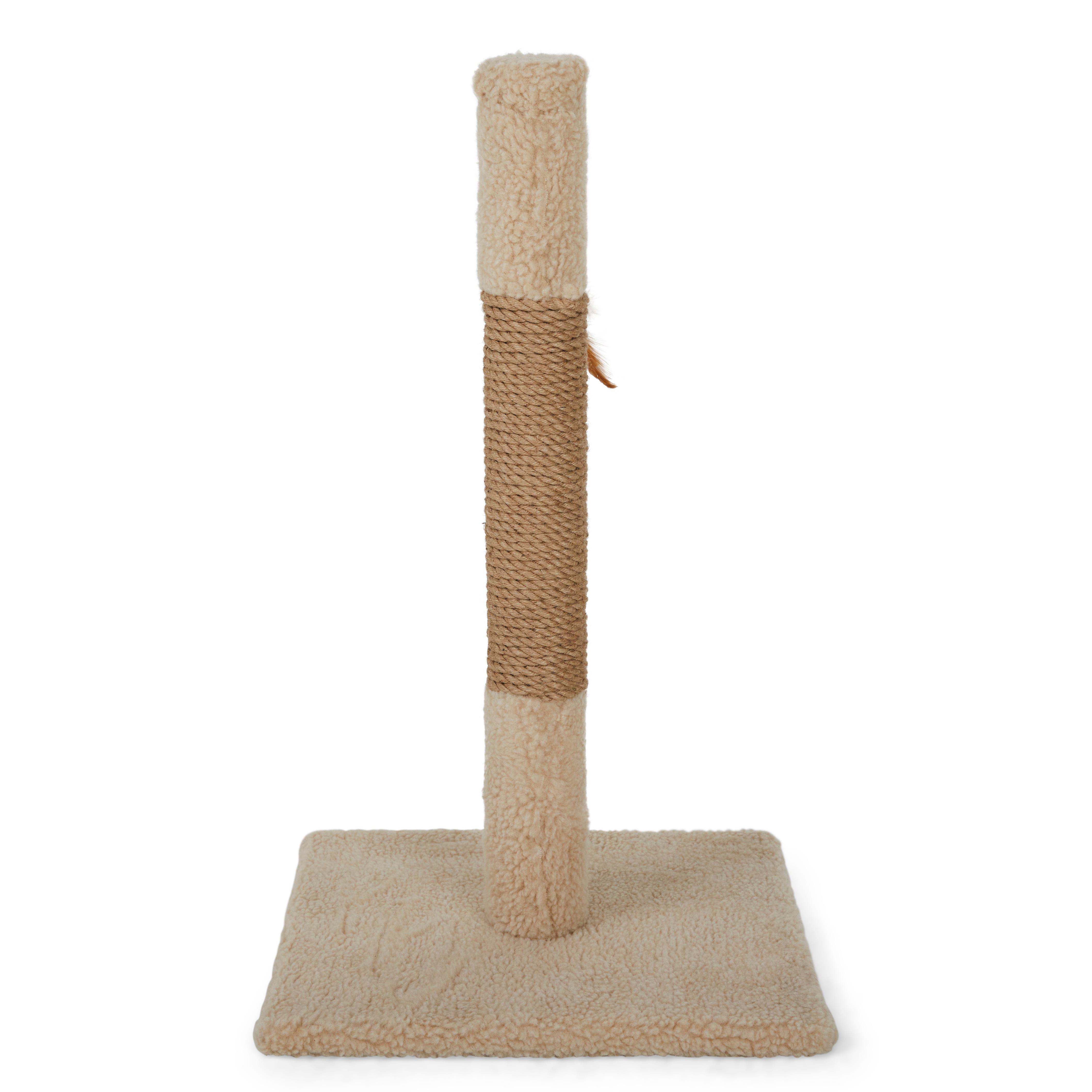 EveryYay Essentials Scratchin The Surface Tan Post with Toy Cat Scratcher， 15.25 L X 13.25 W X 25.5 H