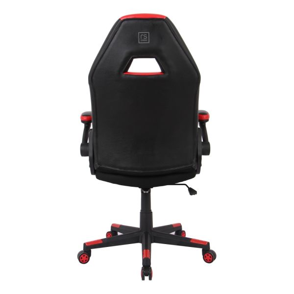 RS Gaming RGX Faux Leather High-Back Gaming Chair， Black/Red， BIFMA Certified