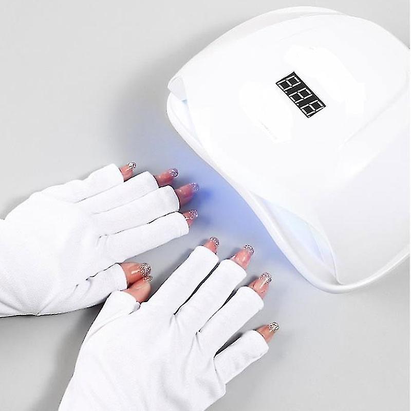 1 Pair Anti Uv Gloves Uv Shield Glove Fingerless Manicure Nail Art Tool Led Uv