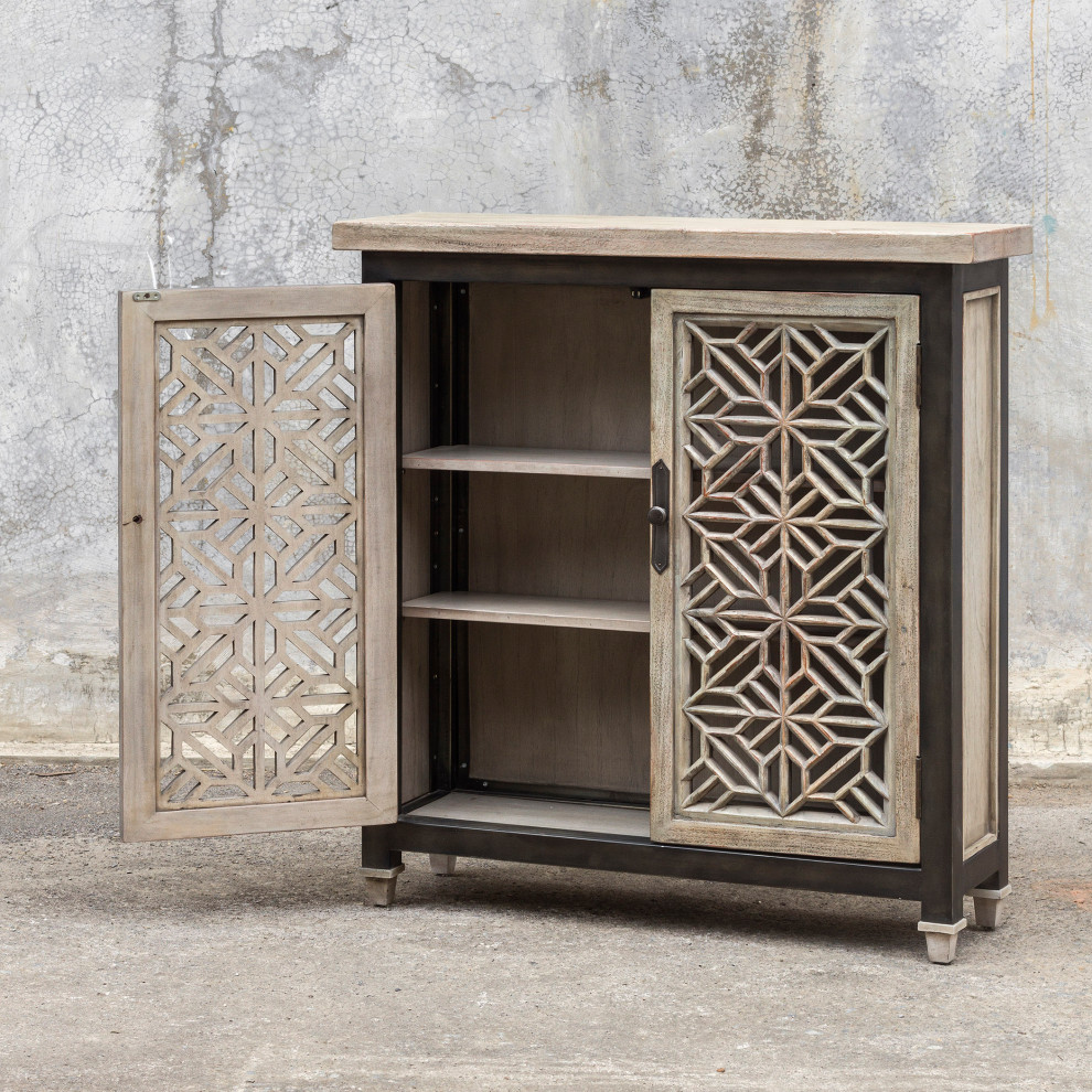 Uttermost Branwen Aged White Accent Cabinet   Farmhouse   Accent Chests And Cabinets   by We Got Lites  Houzz