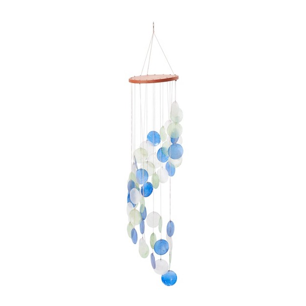 Coastal Capiz Shell Abstract Windchime Blue Olivia amp May