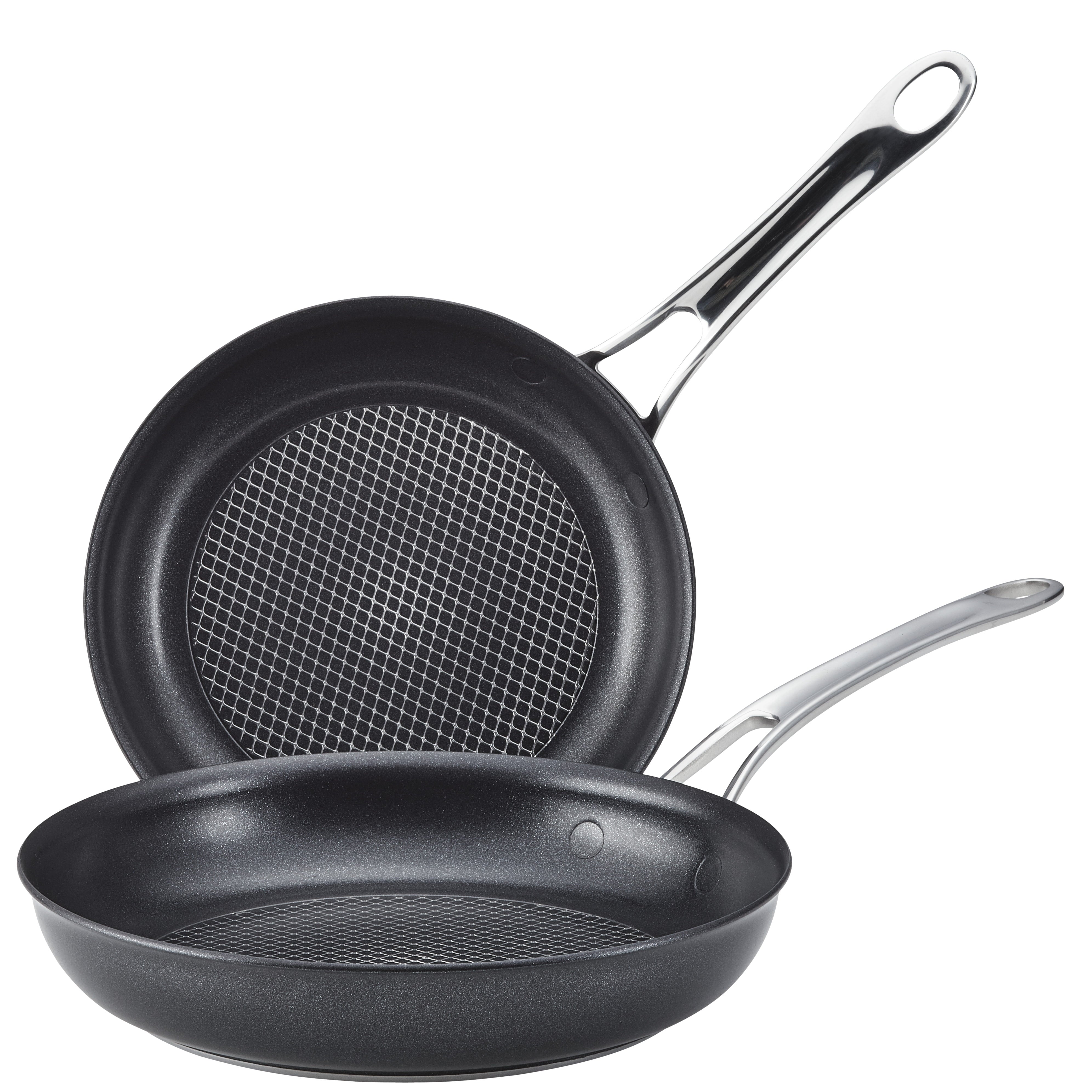 Anolon X Hybrid Nonstick Induction Frying Pan Twin Pack Set， 2-Piece， Super Dark Gray