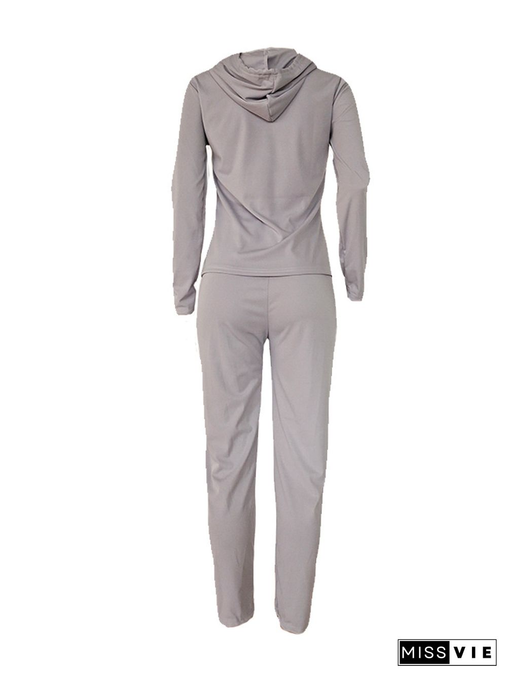 Activewear Long Sleeve Hooded Tops Sporty Pants Suit