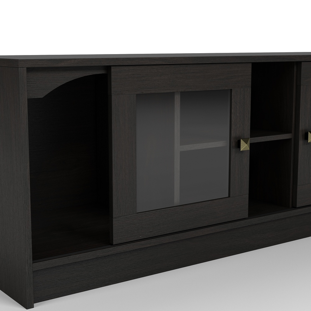 DH BASIC Transitional Espresso 62 inch TV Stand with Storage by Denhour