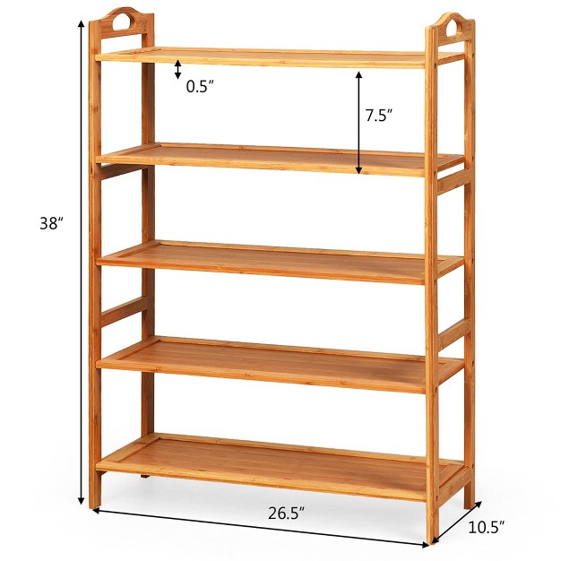 Costway 5 tier Bamboo Shoe Rack Freestanding Shoe Shelf Entryway Shoe Storage Organizer