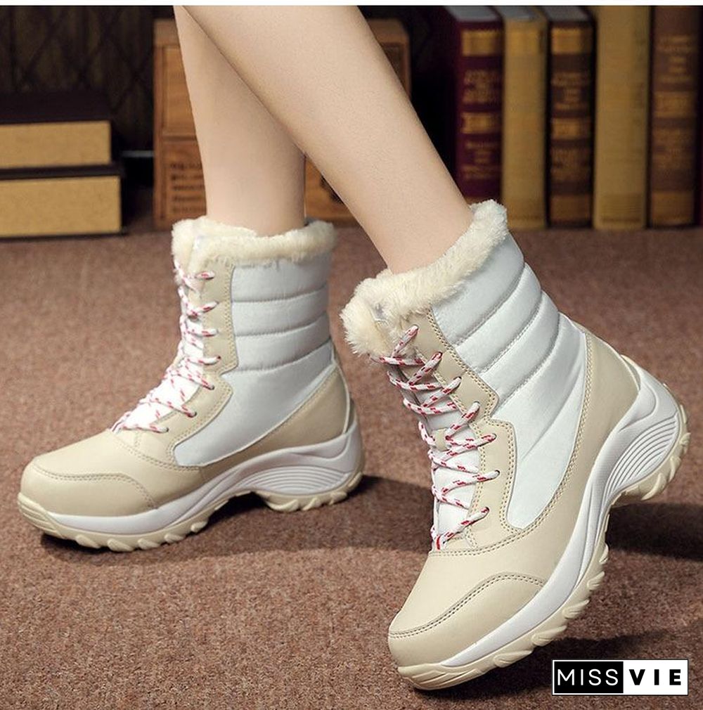 Women Boots Waterproof Winter Snow Boots Platform Warm Ankle Winter Boots With Thick Fur