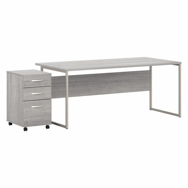 Bush Business Furniture Hybrid 72W x 36D Computer Table Desk with 3 Drawer Mobile File Cabinet in Platinum Gray