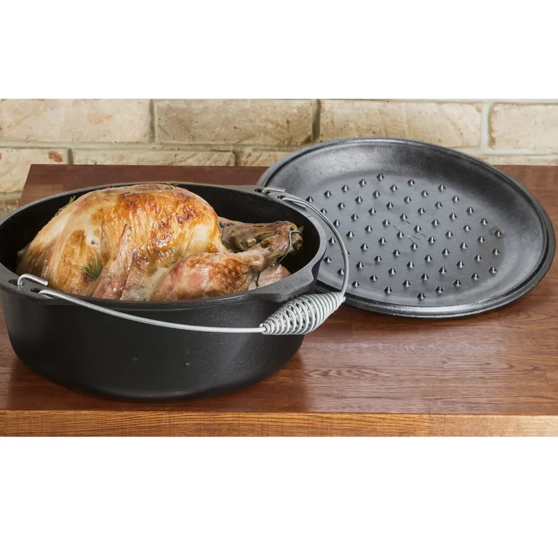 Lodge L12DO3 Cast Iron Dutch Oven with Iron Cover， Pre-Seasoned， 9-Quart