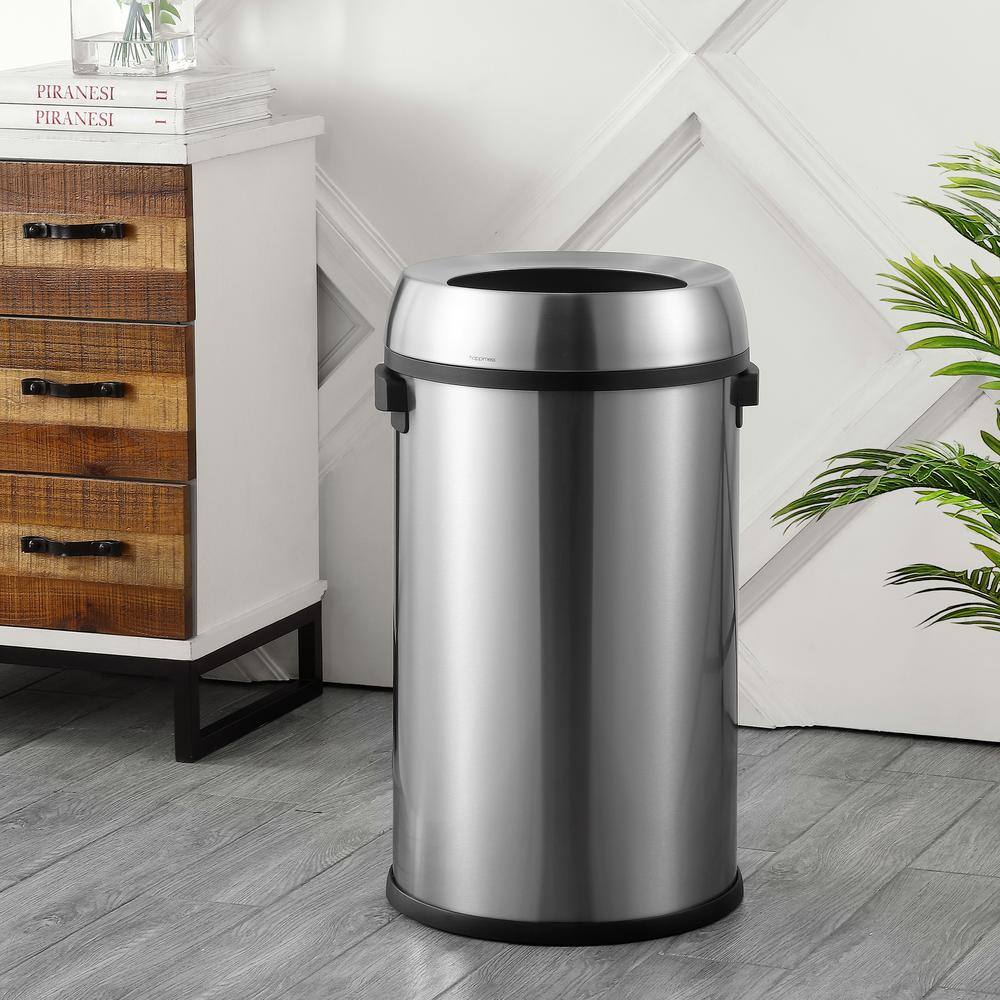 happimess Chuck KitchenOffice 17.2 Gal. Chrome Open-Top Trash Can HPM1015A