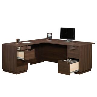 WORKSENSE Palo Alto 71.181 in. L-Shaped Spiced Mahogany 6-Drawer Commercial Computer Desk 427798