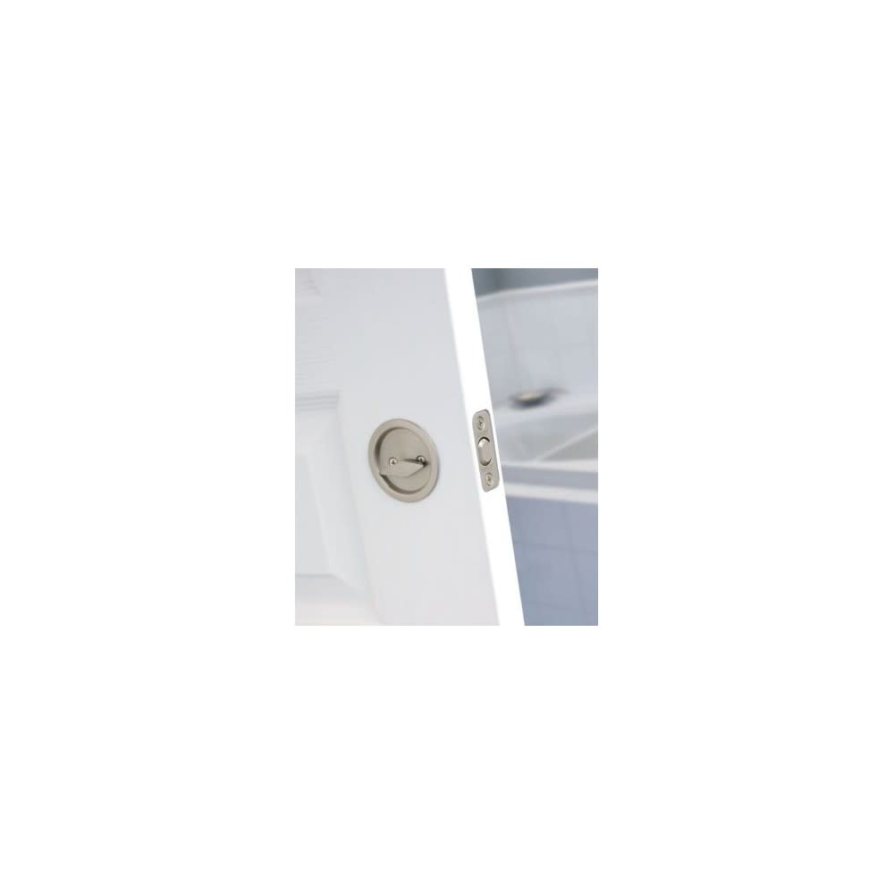 Satin Nickel Round Pocket Door Privacy Lock ;