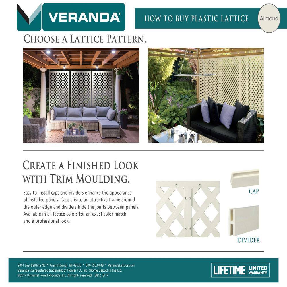 Veranda 4 ft. x 8 ft. Almond Garden Vinyl Lattice 148923