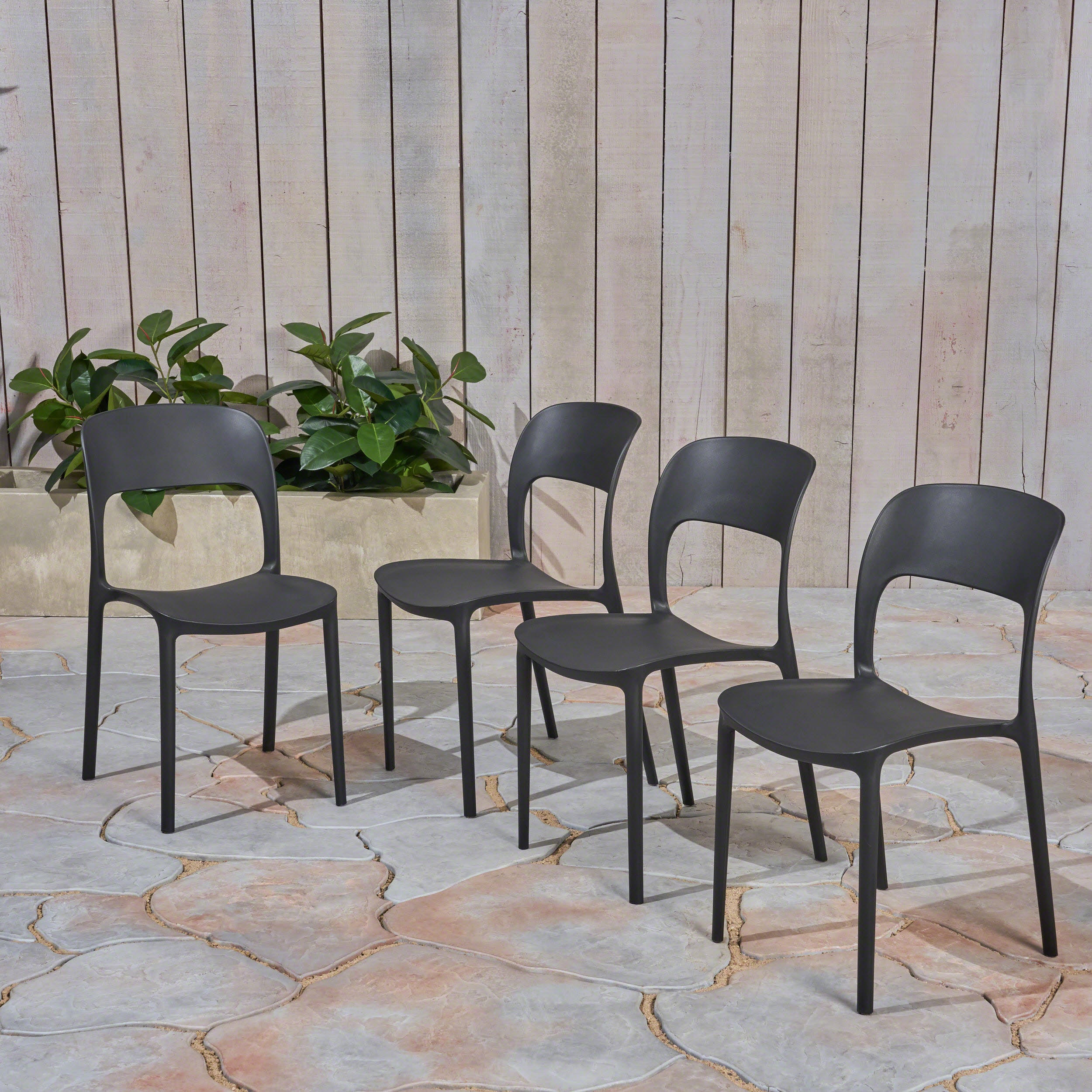 Dean Outdoor Plastic Chairs (Set of 2)