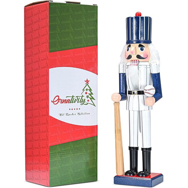 Ornativity Baseball Wooden Nutcracker 15 In