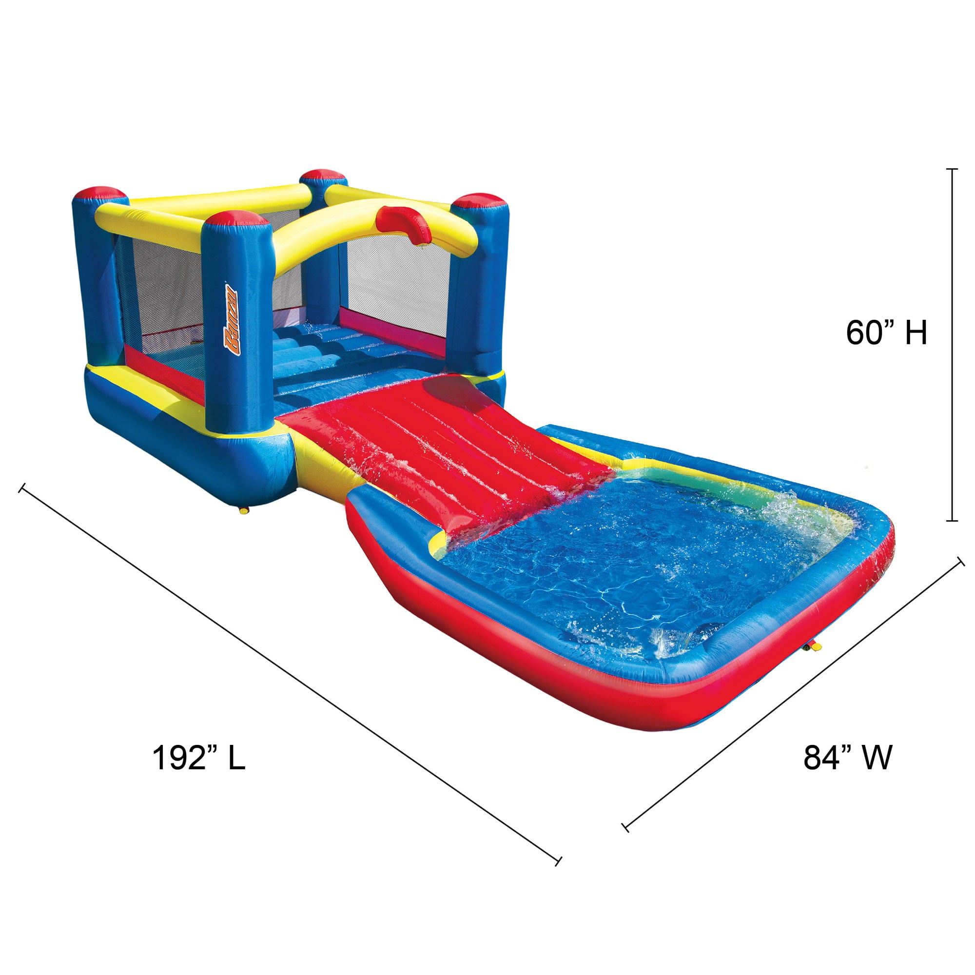 Banzai 35533 Bounce N Splash Water Park Aquatic Activity Play Center with Slide