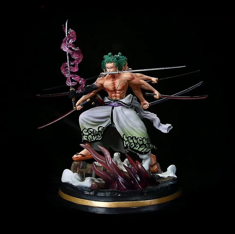 31cm Nine Blades Stream Zoro Glowable Pvc Anime Cartoon Game Character Boutique Figure Desktop Decoration Limited Edition Newest Gift