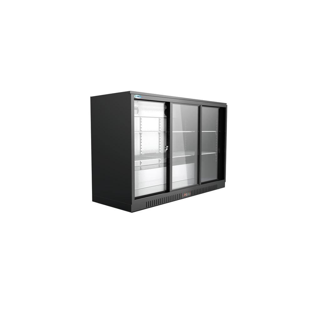 Koolmore 53 in. W 11.3 cu. ft. Commercial 3 Glass Sliding Door Counter Height Back Bar Cooler Refrigerator in Black CT53-3L-BK