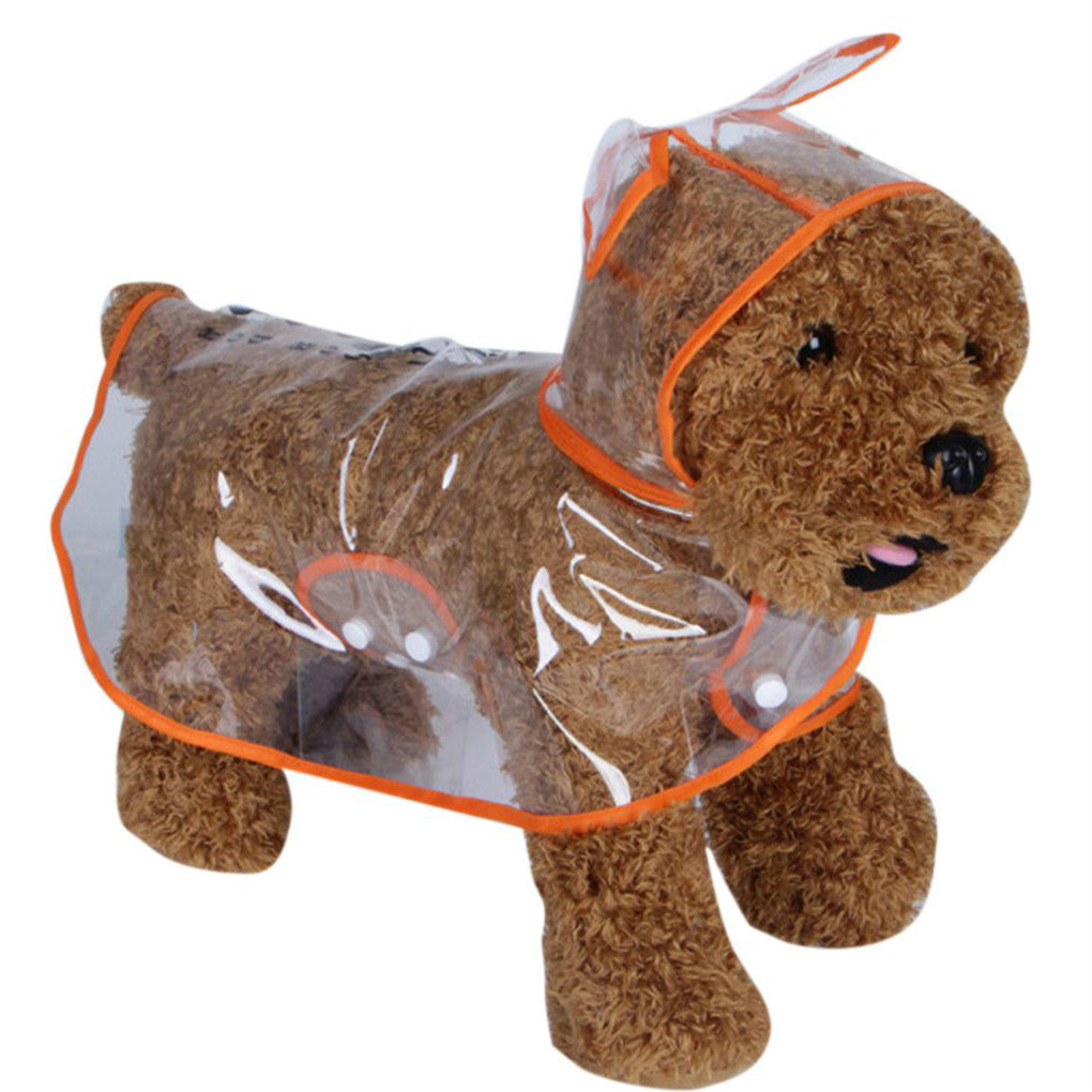 Lovely Puppy Pet Raincoat Transparent Waterproof EVA Rainwear Outdoor Dog Hooded Cloak Clothes