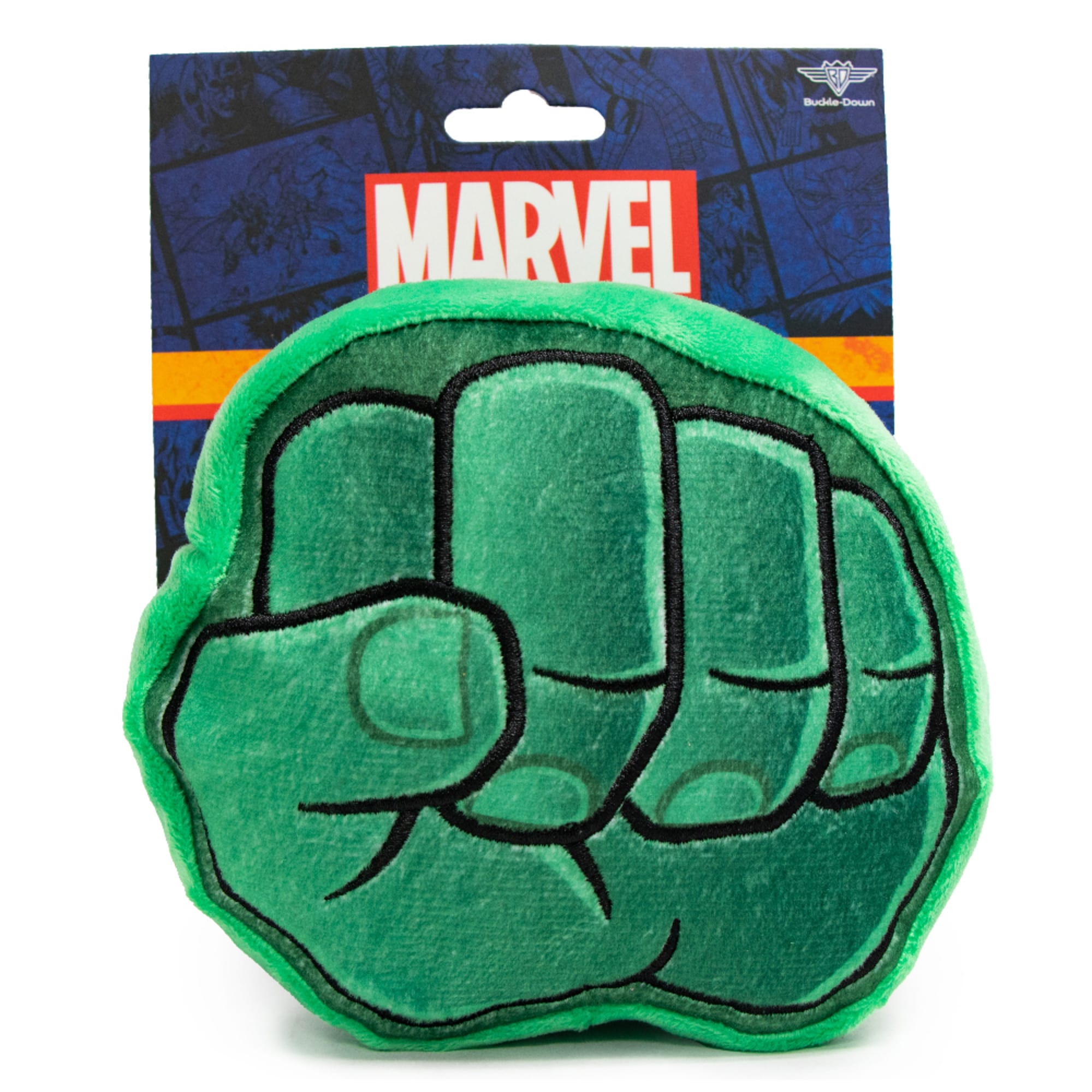 Buckle-Down Green Marvel Hulk Fist Plush Squeaker Dog Toy， Small