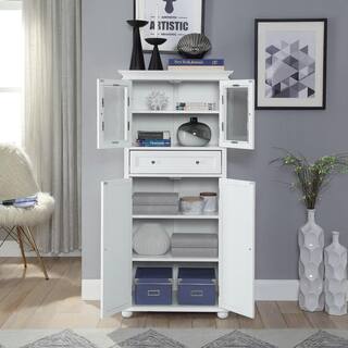 Home Decorators Collection Hampton Harbor 25 in. W x 14 in. D x 52-12 in. H Linen Cabinet with Drawer in White BF-22673-WH