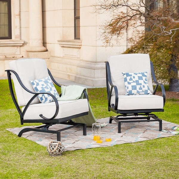 PATIO FESTIVAL 2Piece Outdoor Rocking Motion Chair Set with Cushions