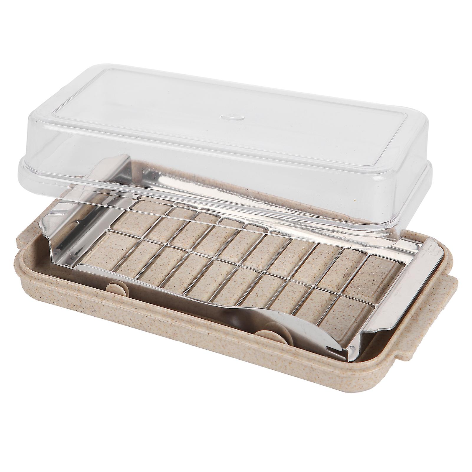 Stainless Steel Butter Cutter Container Butter Storage Box With Transparent Cover For Kitchenwheat Chassis