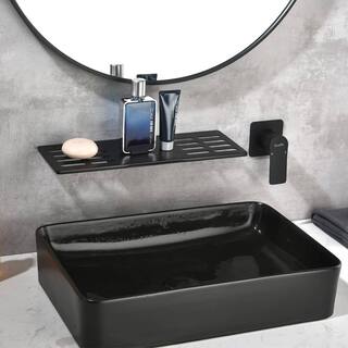 FLG Single-Handle Wall Mount Roman Tub Faucet Brass Waterfall Tub Filler (Valve Included) in Matte Black SS-0204-MB