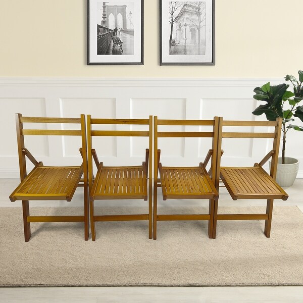 Furniture Slatted Wood Folding Special Event Chair ，Set of 4