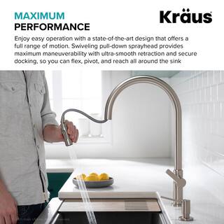 KRAUS Oletto High-Arc Single-Handle Pull-Down Sprayer Kitchen Faucet in Matte Black KPF-2821MB