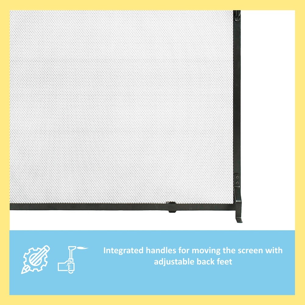 Minuteman international Plain By Design Flat Fireplace Screen  50 Inch Long  Matte Black