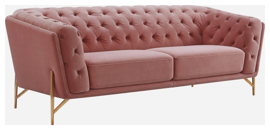 Rosabela  Modern Salmon Velvet Sofa   Midcentury   Sofas   by Rustic Home Furniture Deco  Houzz