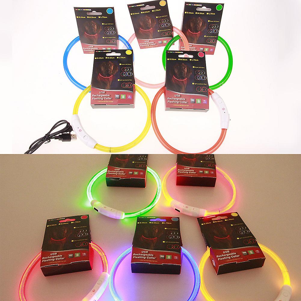 Usb Charging Version Led Pet Flashing Light Dog Collar Luminous Big Medium And Small Dogs Dog Collar Dog Chain Red Light Fiber Section 35cm Red Light