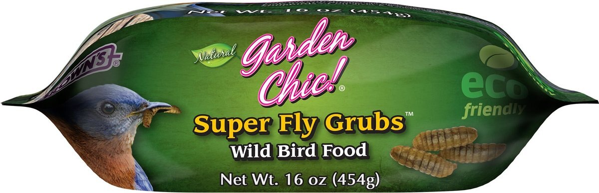 Brown's Garden Chic! Super Fly Grubs Wild Bird Food， 16-oz bag