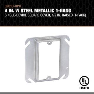 Southwire 4 in. W Steel Metallic 1-Gang Single-Device Square Cover 12 in. Raised (1-Pack) 52C13-UPC