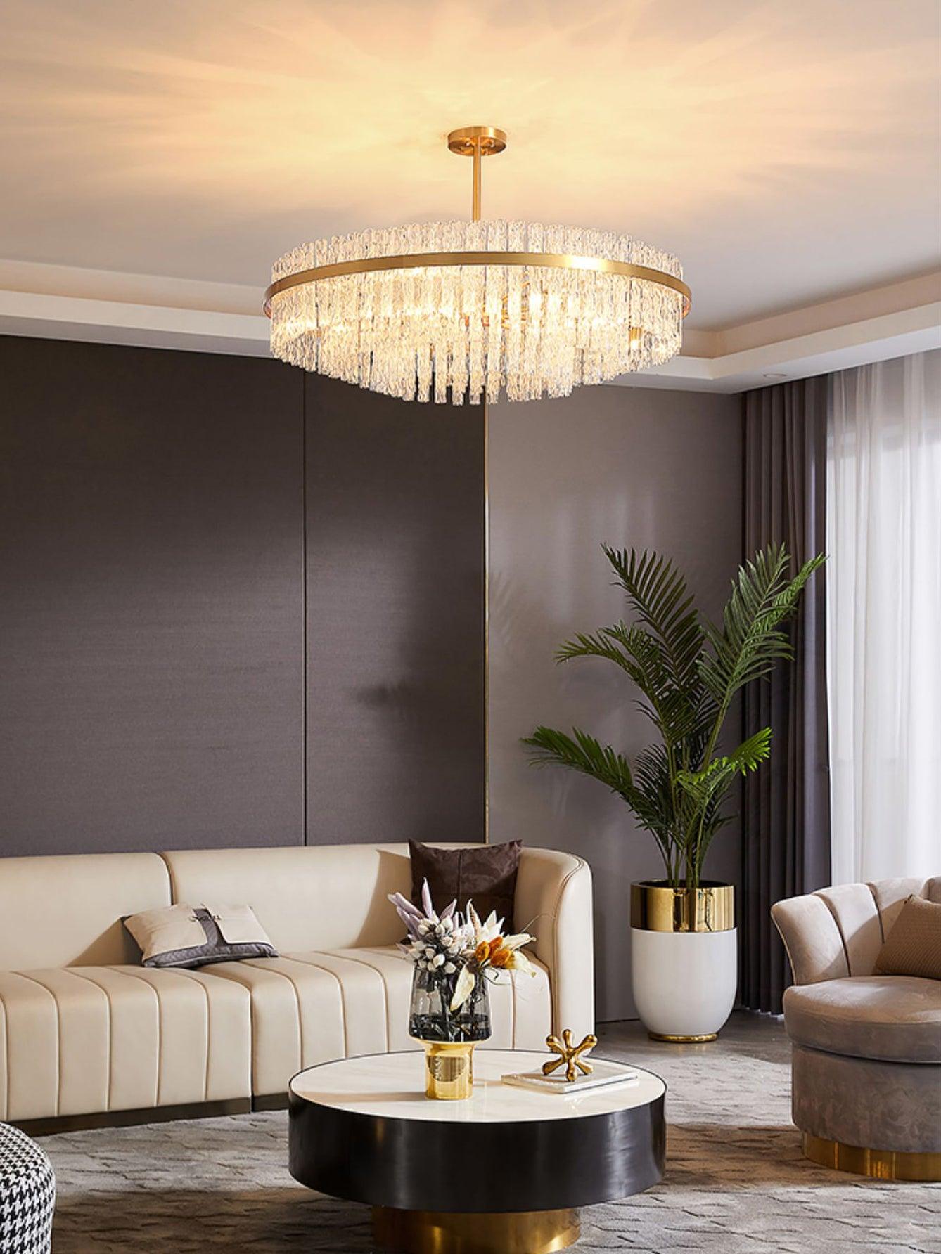 Gold & Clear Rod Chandelier